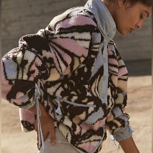 Free People Movement Hit The Slopes Printed Fleece Jacket Butterfly Print
